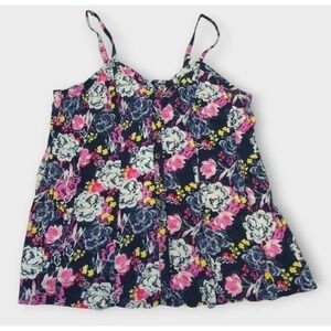 Torrid 2 rayon sleeveless floral top button front flowy adjustable straps blue